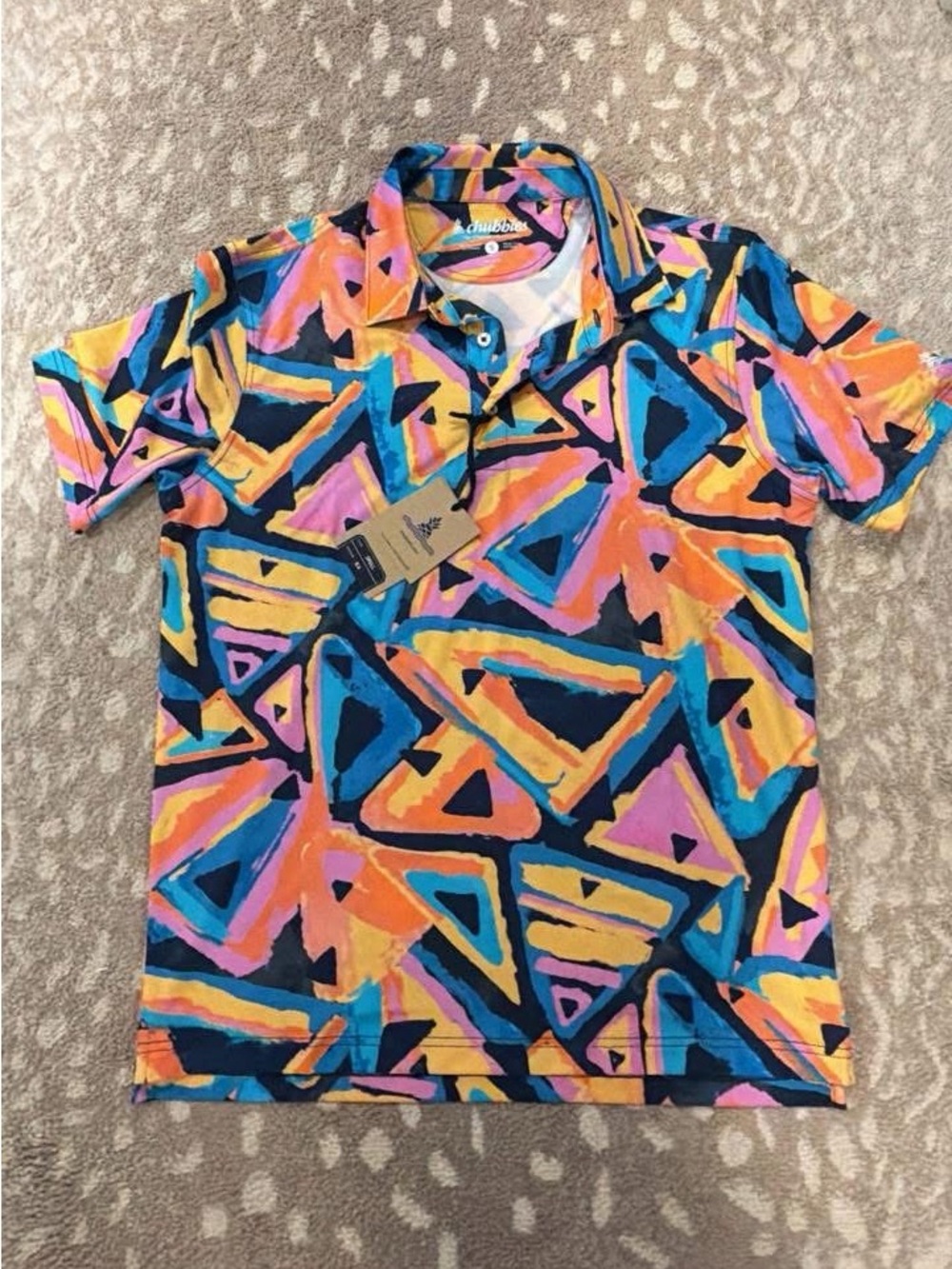 Chubbies Men’s Vibrant Geo Print Polo Shirt
